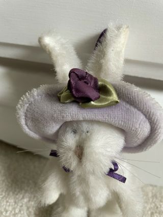Boyds Bear Dipsie Rabbit Mini Ornament Bunny with Lavendar hat - No Tags 2
