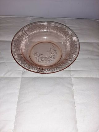 Vintage Federal Glass Sharon Cabbage Rose Cereal Soup Bowl 7.  75 In Diameter Pink