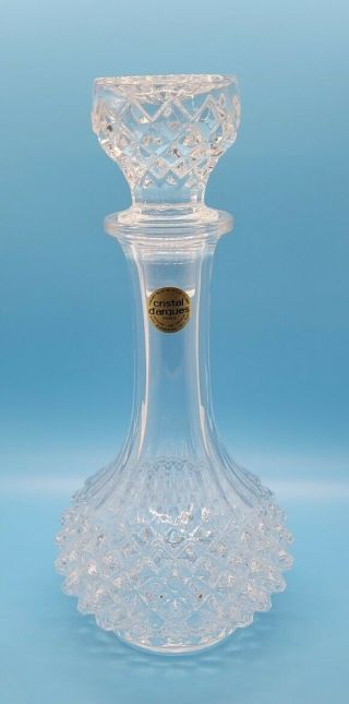 Cristal D’arques Lead Crystal Longchamp Decanter France Vtg 9.  5 " Tall W/ Stopper