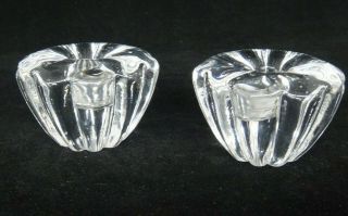 Orrefors Stella Crystal Candle Holders For Tapers Set Of 2 Signed