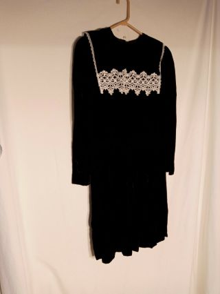Vintage Jessica Mcclintock Gunne Sax Black Velvet Dress Prairie Size 12 Midi