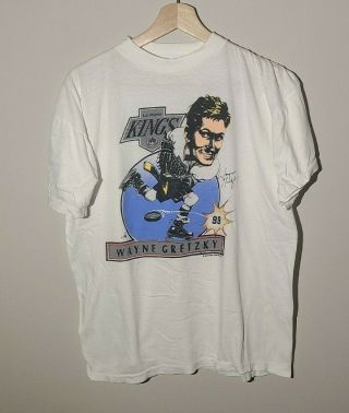 Vintage 90s Nhl Wayne Gretzky Los Angeles Kings White T Shirt Pro Sport