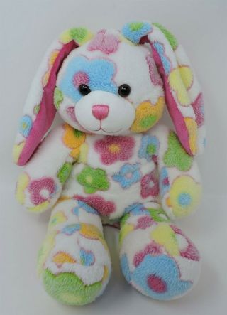 Build A Bear Bunny Rabbit Flowers Pink Blue Green 16 " Soft Toy Stuffed Animal