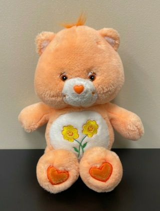 Care Bears 2002 Friend Bear 13 " Stuffed Plush - Flowers Peach