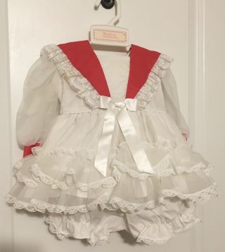 Vintage Martha’s Miniatures Girls Dress Sz Small Excellentwe’re Fussy White Red