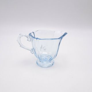 Vintage Elegant Glass Fostoria Baroque Azur Blue Creamer and Sugar Bowl Set 2