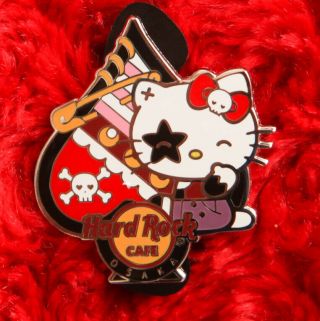 Hard Rock Cafe Osaka Pin Hello Kitty Spade Playing Card Skull Bones Hat Lapel