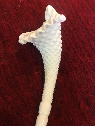 Vintage Fenton Glass Epergne Horn Hobnail Milk Glass 8.  5 " Replacement