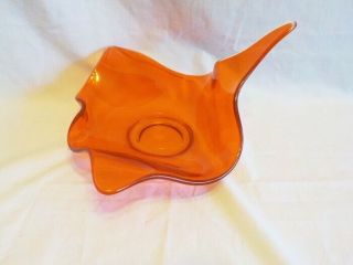 Vintage Viking Glass Epic Freeform Bowl 10 " Diameter Persimmon Orange Form
