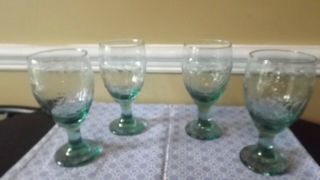 Libbey Spanish Green Goblets Orchard Fruit Set Of Four Water/tea