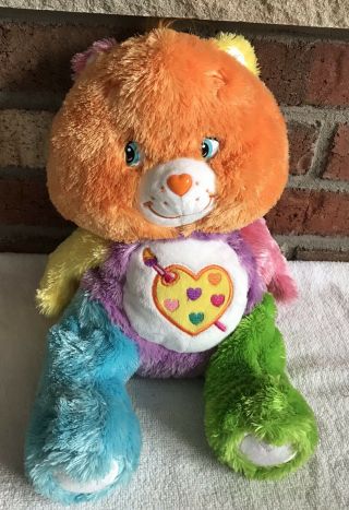 Care Bears Work Of Heart Bear Multi Color 13 " 2005 Stuffed Toy Plush