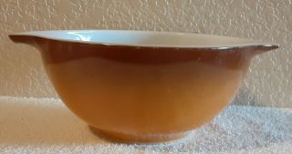 Vintage Pyrex Flameglo Brown Orange Hombre 1 1/2 Qt.  442 Bowl With Handles