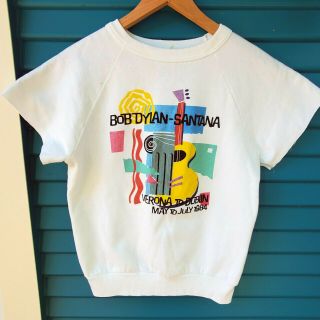 Vtg Bob Dylan & Santana 1984 Tour Sweatshirt T Shirt Tour Torn Sleeve