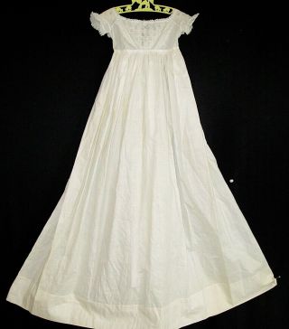 Authentic Antique Christening Gown,  Baby Dress W Ayrshire Embroidery,  37 " Long