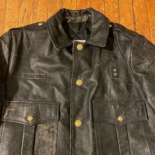 Vtg 1960s/70s Grais Chicago Police Distressed Leather Moto Biker Jacket Buttons