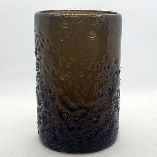 Vintage Hand Blown Art Glass Amber Brown Vase Or Votive Holder