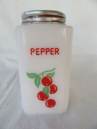 Vintage Mckee Tipp City Range Size Tall Pepper Shaker Cherries Pattern