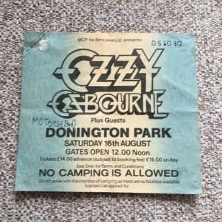 Ozzy Osbourne Ticket Donington 16/08/86 051030 Motorhead Def Leppard