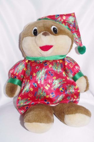 Shoneys Bear Plush Vintage Stuffed Animal Gift Bag Present Pajamas Teddy Bear