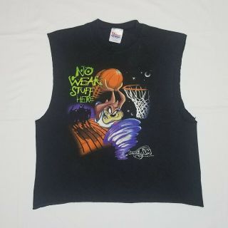Vintage 90s Space Jam - Taz Graphic T - Shirt Chopped Hanes - Large