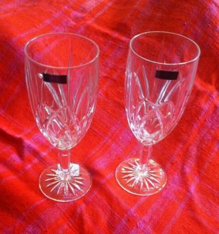2 Brookside Marquis Waterford Crystal Iced Beverage Glasses Goblets Lovely Pair