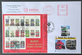 2001 Sheridan Buses M/s Official Fdc With Arriva Meter Mark Only 8 Issued