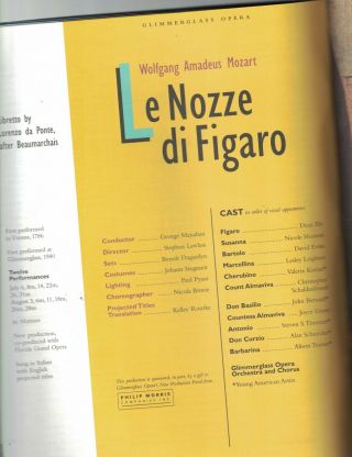 Glimmerglass Festival 2001 Program Cooperstown NY Agrippina Le Nozze di Figaro 3