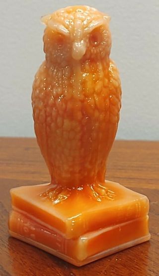 Vintage Degenhart Glass Wise Owl On Books Paperweight 3.  5 " Tall
