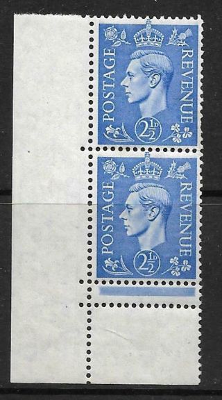 Sg 489 2½d Light Ultramarine With Variety - Double Perfs In Margin Mounted Mnt