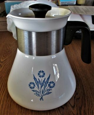 Vintage Corning Ware 6 Cup P - 106 Blue Cornflower Teapot Kettle
