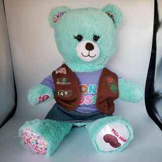Build A Bear Workshop Girl Scout " Cookie Boss " Vest Thin Mints Turquoise Bear