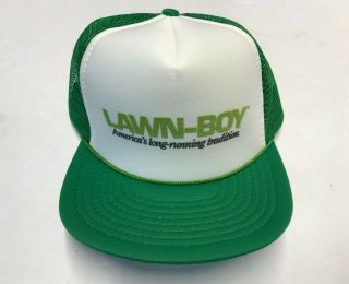 Vintage Nos Lawn - Boy Lawnmower Snapback Mesh Trucker Hat Green Foam Speedway