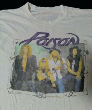 Vintage 1990s Poison Concert T - Shirt 50/50 Soft & Thin Size Xl