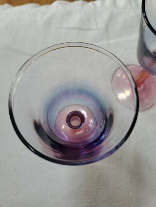 3 Vintage Pink Stemmed Wine Glasses - 5 1/2 