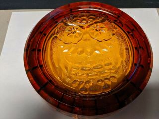 Vintage Blenko Amber Glass Owl Ashtray 1970’s Tobacciana 3