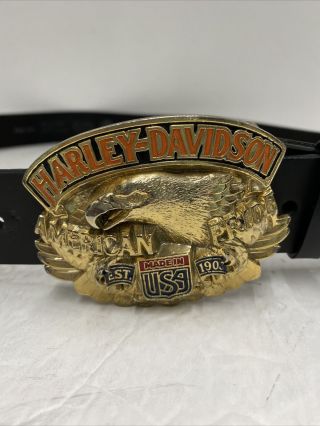 Vintage 1992 Harley - Davidson American Pride Eagle Baron Belt With Buckle Size 42