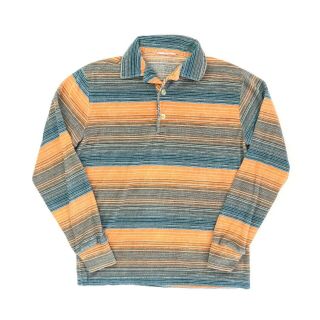 Vtg 70s La Times Ca Men Medium 41 " L/s Terry Cloth Polo Shirt Rockabilly Stripe