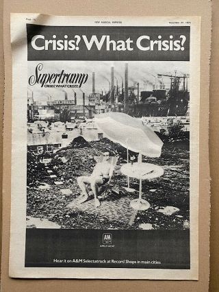 Supertramp Crisis? What Crisis? Poster Sized Music Press Advert From 19