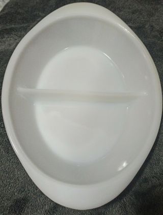 Vintage Glasbake White Milk Glass Divided Casserole Dish J2352 U.  S.  A.