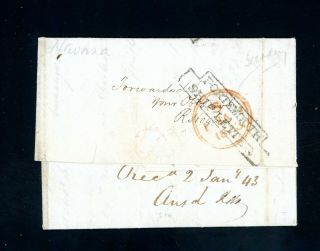 Portsmouth/ship Letter 1843 Cover From Havana.  Fine Item (j529)