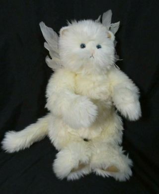 Ganz Cottage Collectibles Fluffy Ivory 15 " Plush Cat Angel 2000 Mary Holstad