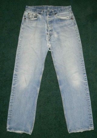 Vtg 70s 80s Levis 501 0000 Jeans 30x30 Usa Made Shrink To Fit Distressed