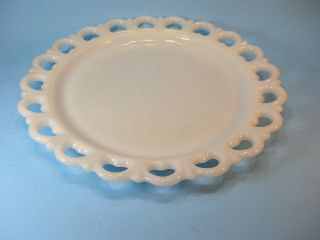 Anchor Hocking Platter Old Colony Open Lace Edge White Milk Glass 13 " Lovely