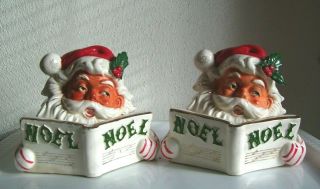 Vintage Lipper & Mann Ceramic Santa Noel Candle Holders -