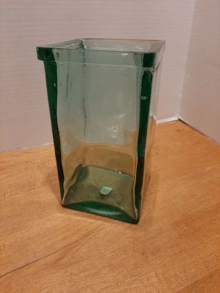 Green Art Glass Vase Heavy 8 1/2 " Tall Made In Spain