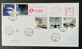 2002 Airliners Stamps & M/s Doubled Fdc With Lear Meter Mark And Wing Cds