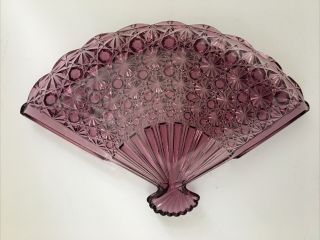 Vintage Amethyst Purple Depression Glass / Daisy & Button Pattern Fan Tray
