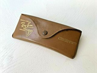 Vintage 1960 ' s 70 ' s RAY - BAN Signet Leather Sunglass Case ONLY w/ Cloth 2