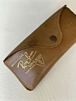Vintage 1960 ' s 70 ' s RAY - BAN Signet Leather Sunglass Case ONLY w/ Cloth 3