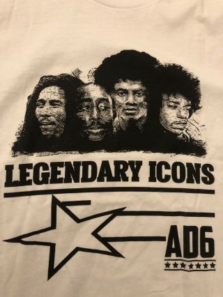 Legendary Icons Michael Jackson,  Tupac,  Bob Marley,  Jimi Hendrix Men T - Shirt Large